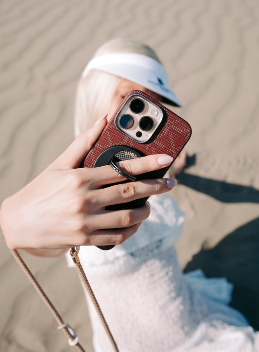 MONOGRAM Ultra Slim  - Red & Gold Case + Magnet Ring Stand