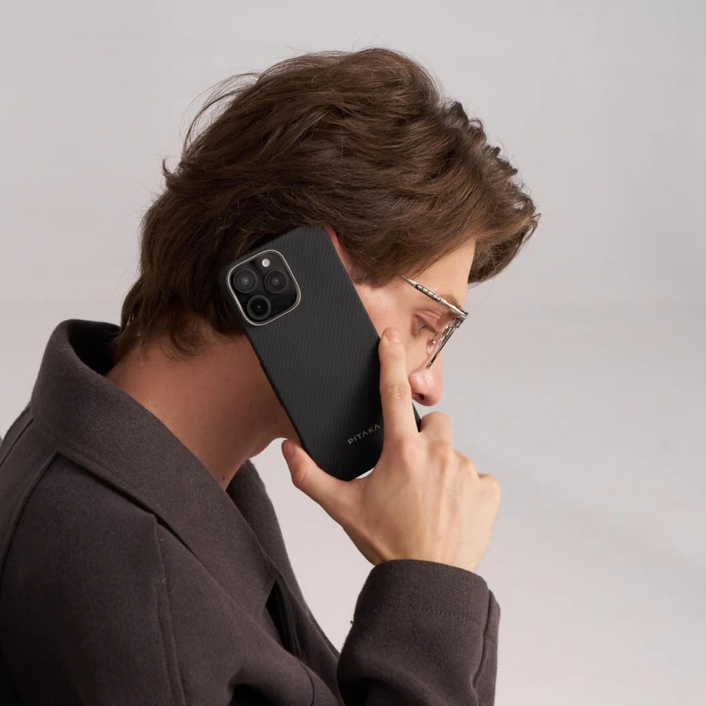 Black & Grey Ultra Slim- Tactile Woven Case for iPhone 16 Plus