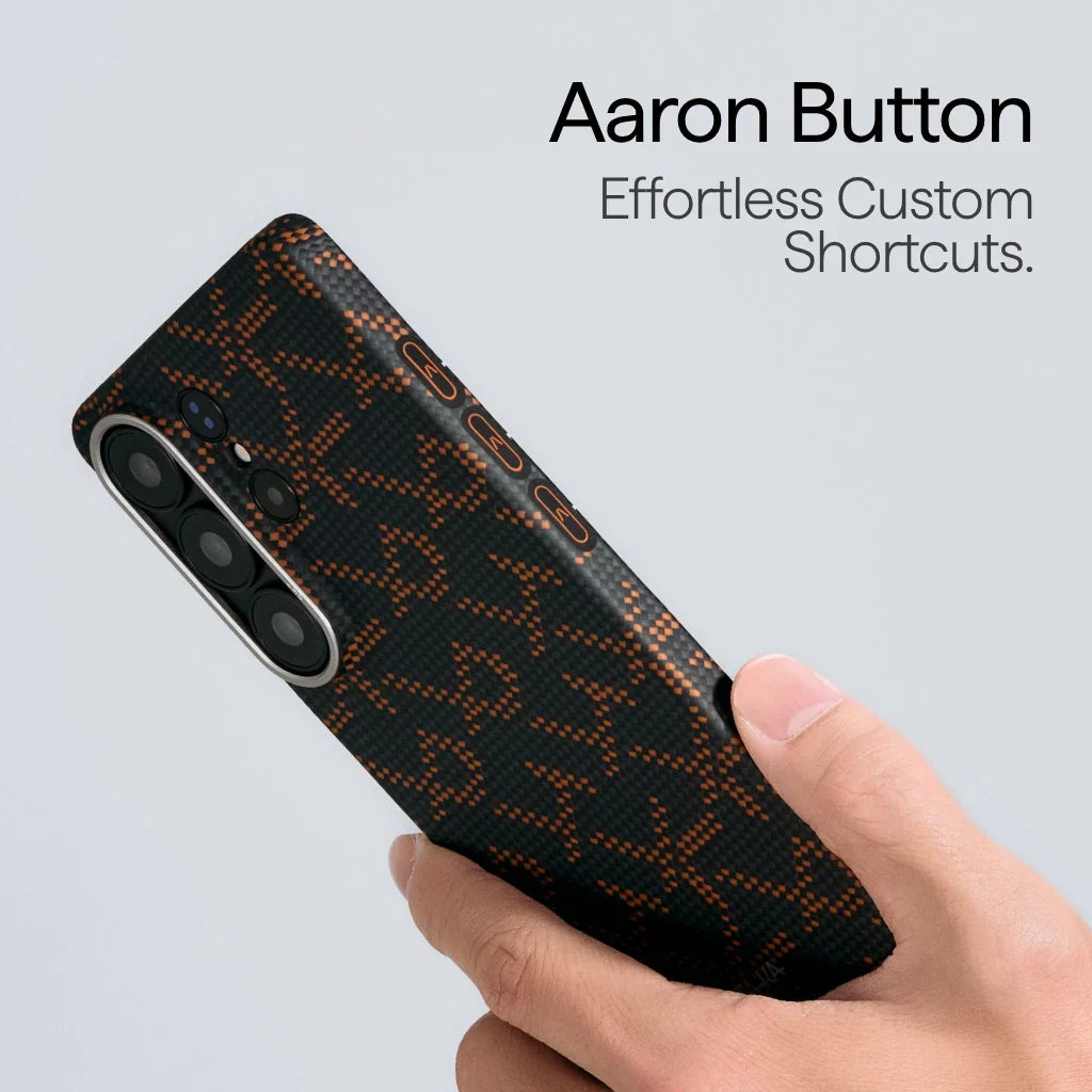 Samsung Galaxy S26 Ultra Edge Case PITAKA Leaping - Orange Black (Aaron Button)