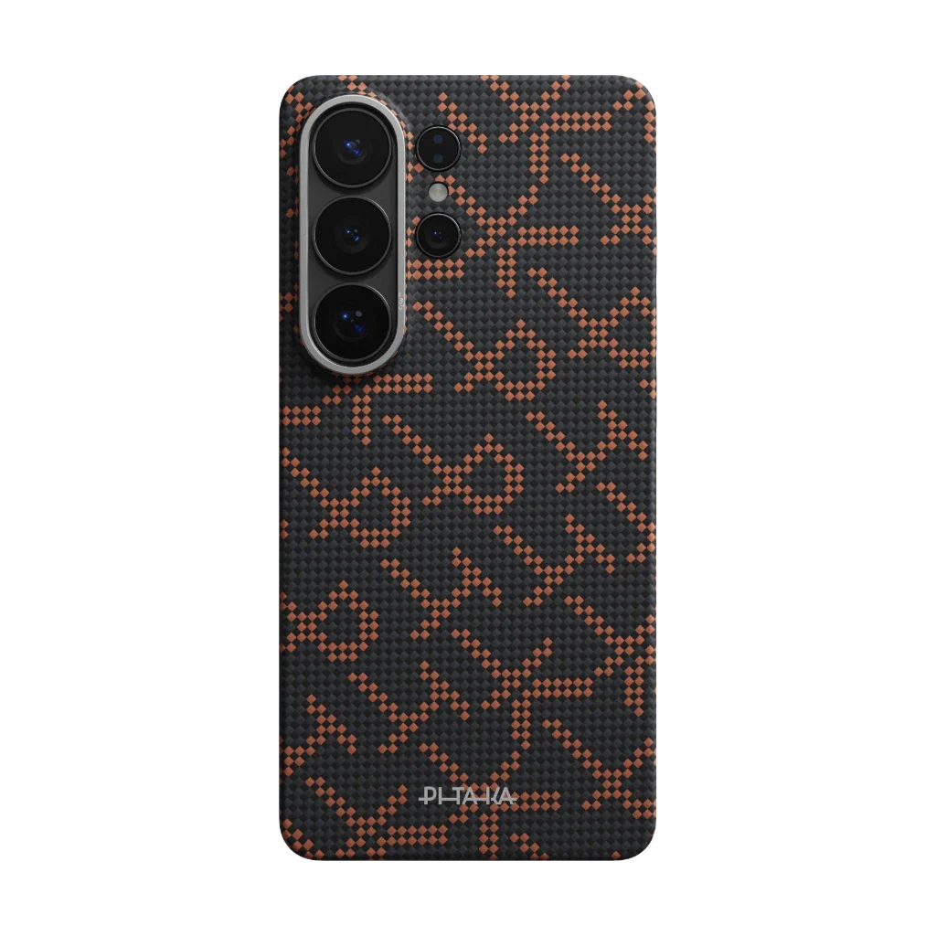 Samsung Galaxy S26 Ultra Edge Case PITAKA Leaping - Orange Black (Aaron Button)